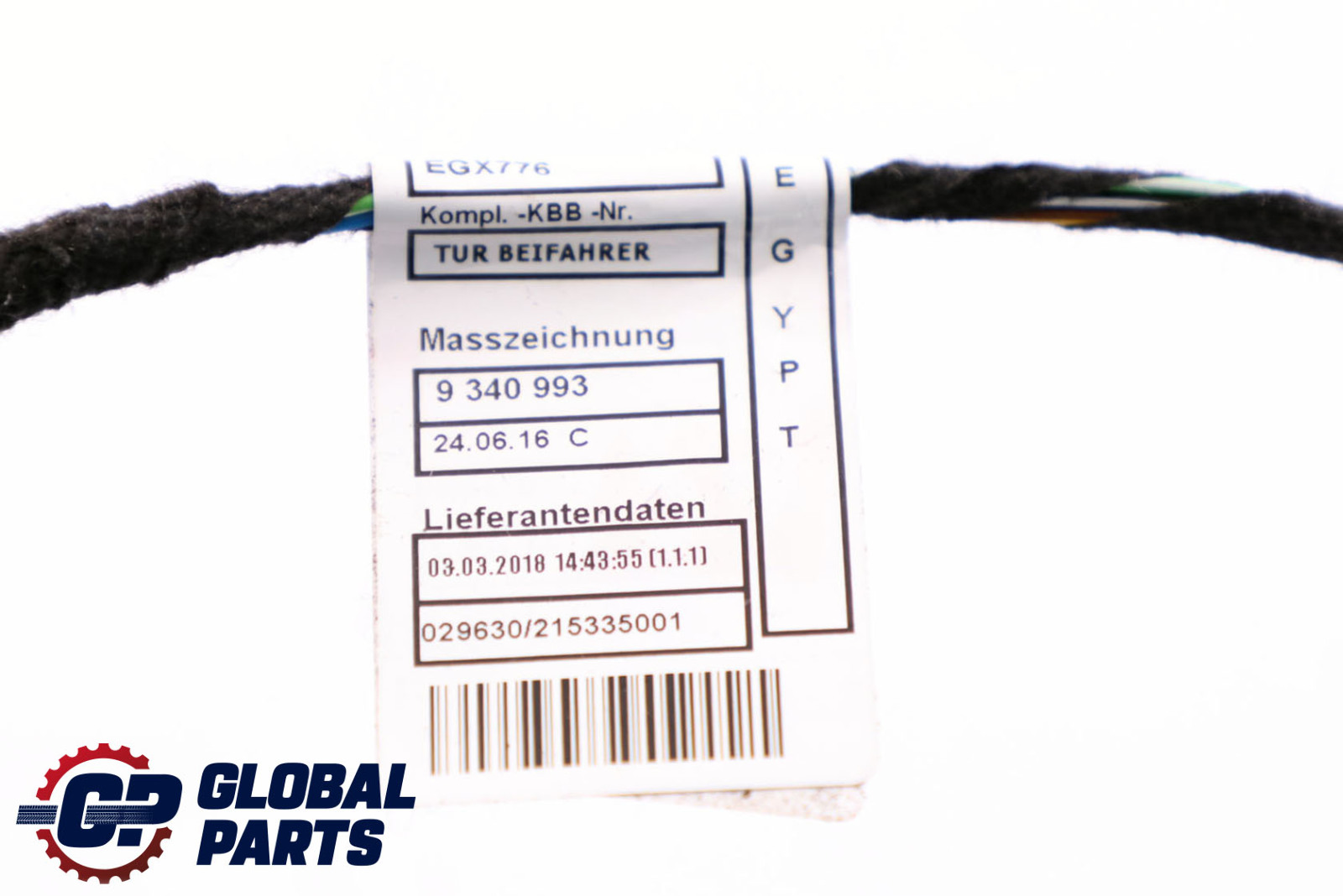 BMW 1 2 F21 F22 Verkabelung Beifahrerseite Kabelbaum Vordertür links 9340998