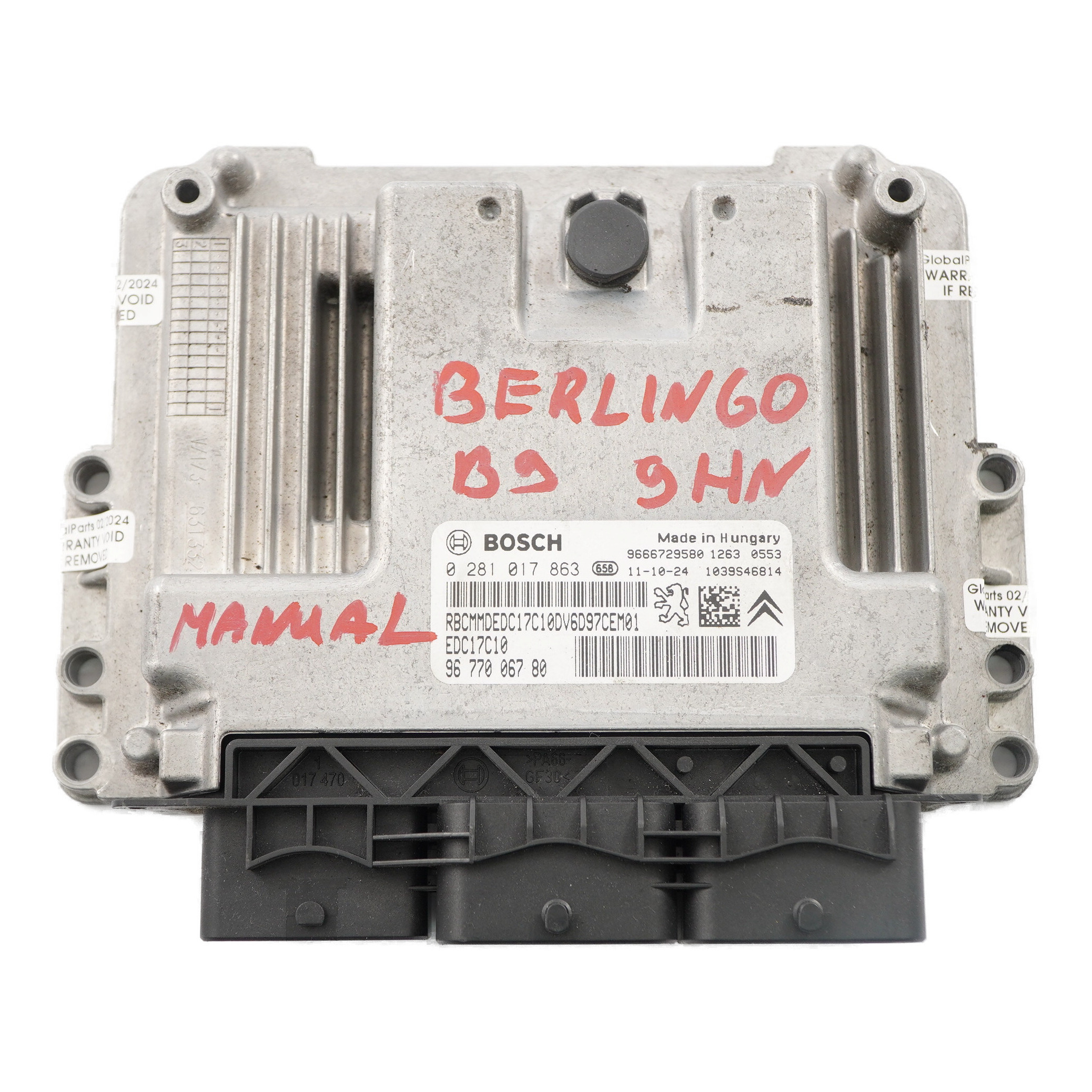 Citroen Berlingo B9 1.6 HDI 9TKM Motorsteuergerät ECU EDC 9677006780 Handbuch