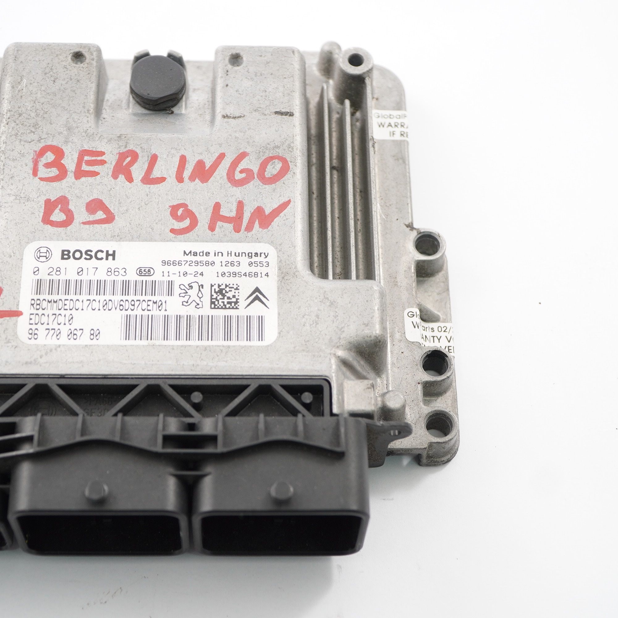 Citroen Berlingo B9 1.6 HDI 9TKM Motorsteuergerät ECU EDC 9677006780 Handbuch