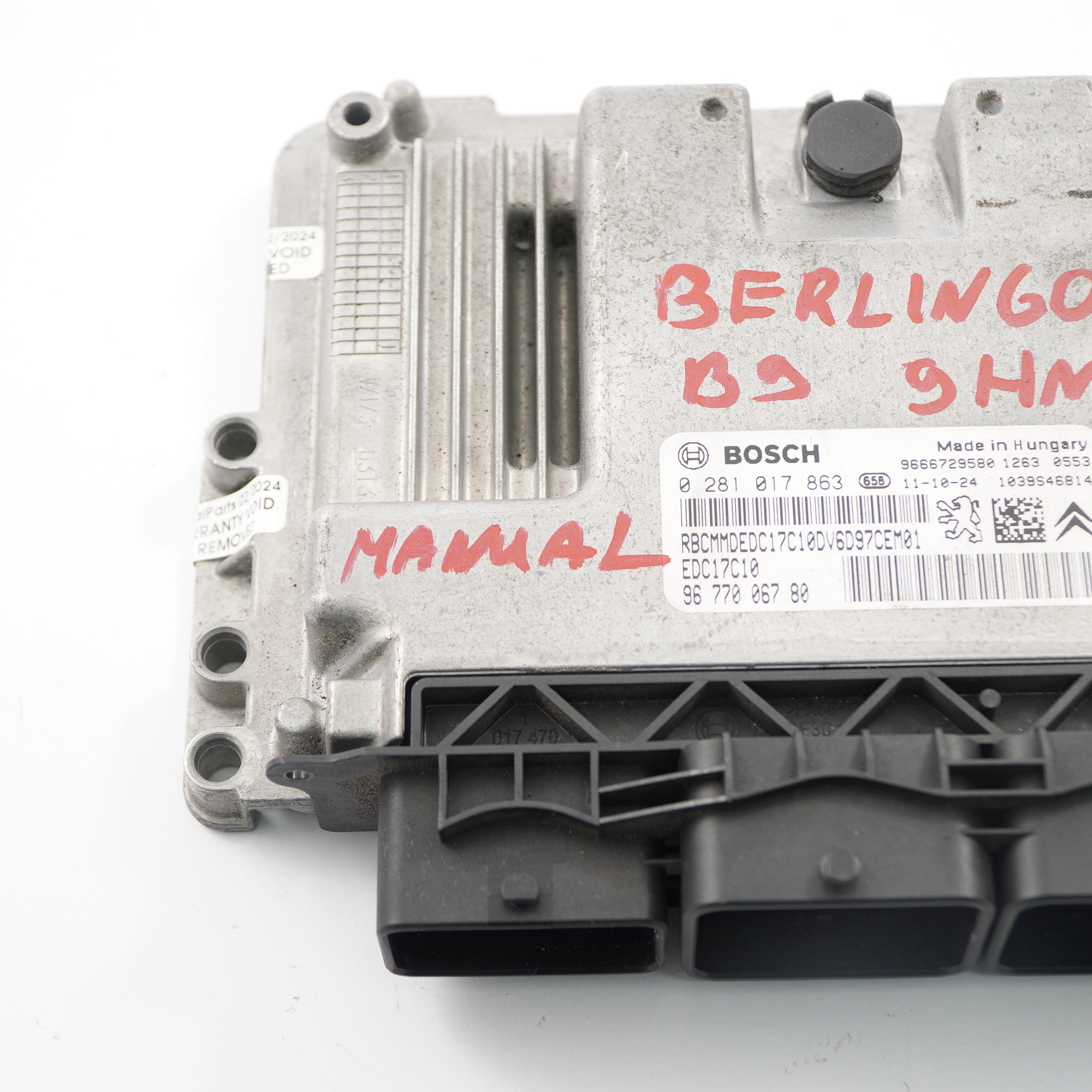 Citroen Berlingo B9 1.6 HDI 9TKM Motorsteuergerät ECU EDC 9677006780 Handbuch