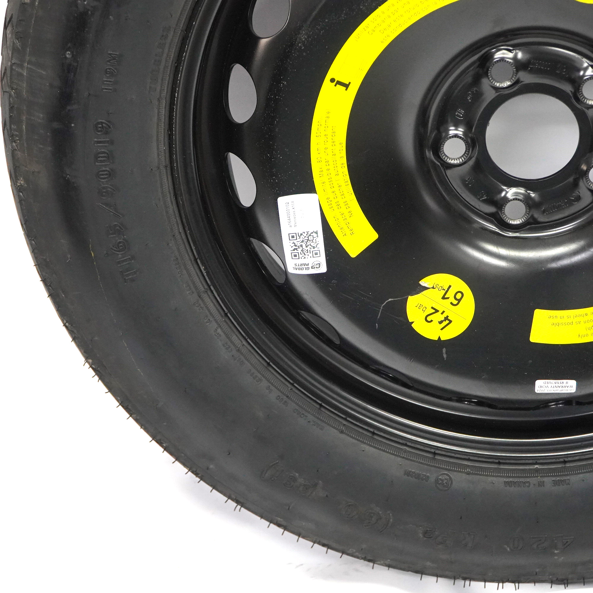 Mercedes W164 Stahl Ersatzrad 4,5J ET:40 Reifen Goodyear R19 165/90 A1644000102