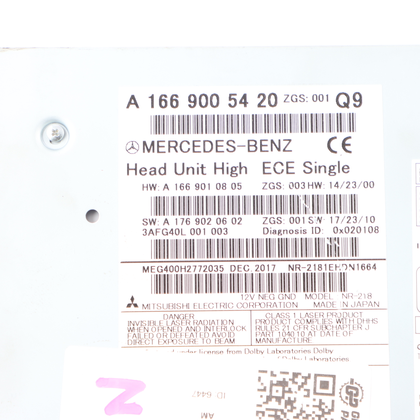 Mercedes W166 Radio CD Multimedia Steuerung Zentrale Kopfeinheit A1669005420