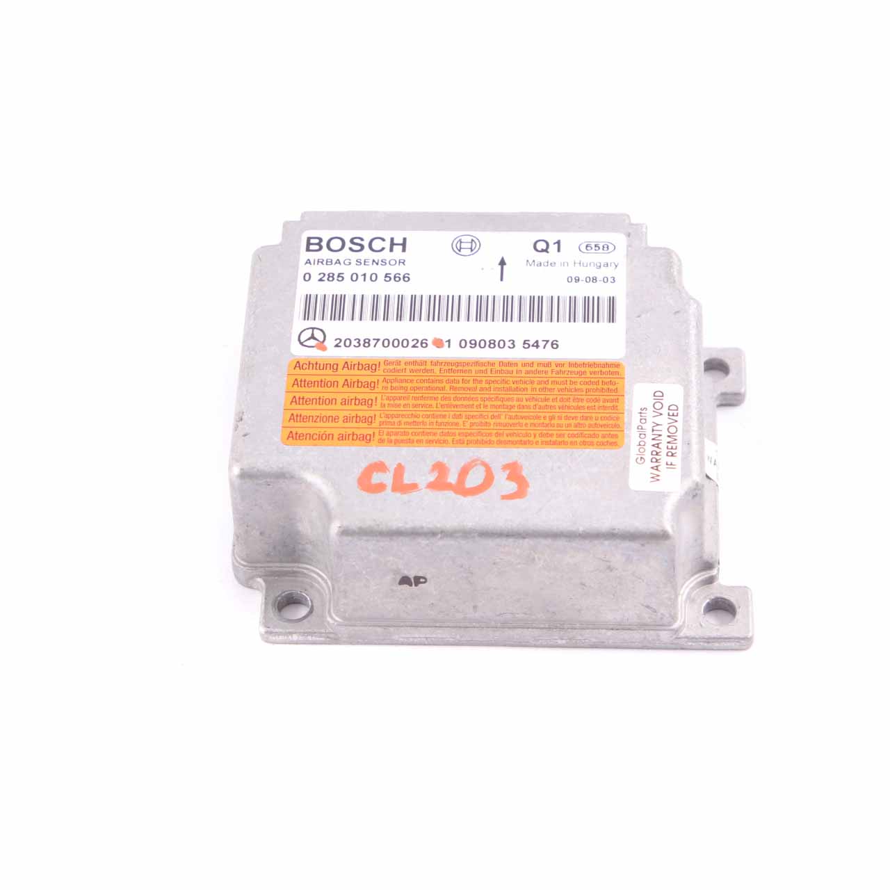 Mercedes W203 ECU Steuergerät Crash Impact Sensor Modul Airbag A2038700026