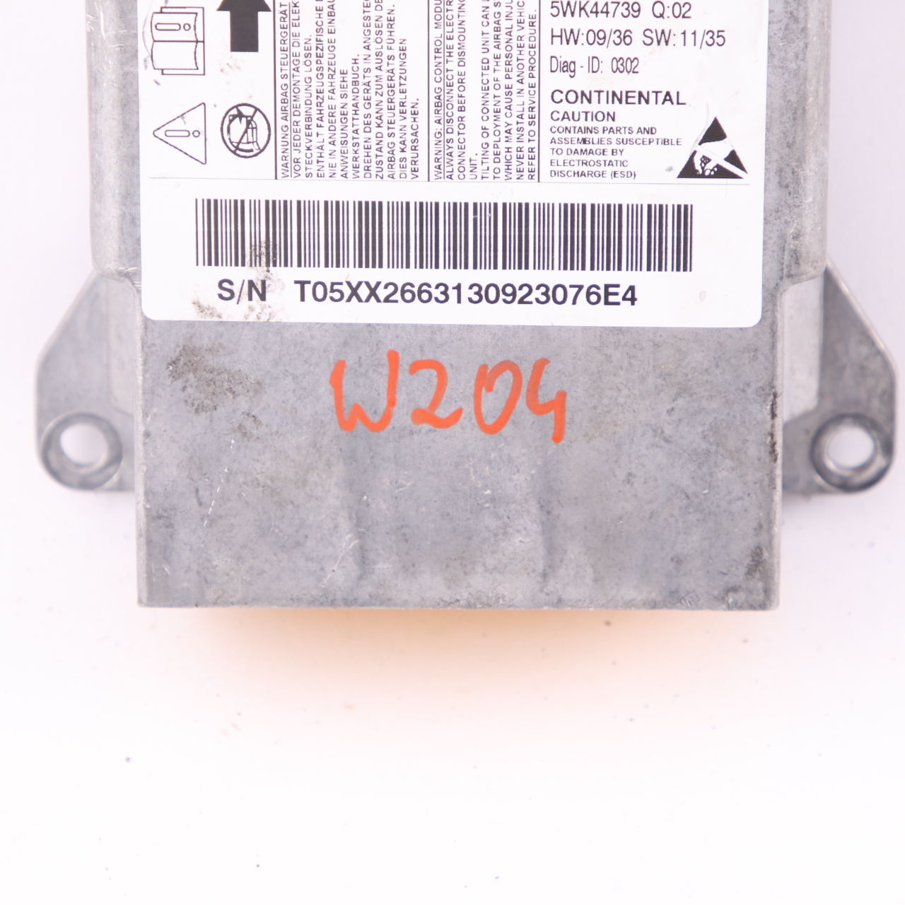 Mercedes W204 ECU Steuergerät Crash Impact Sensor Modul Airbag A2049012704