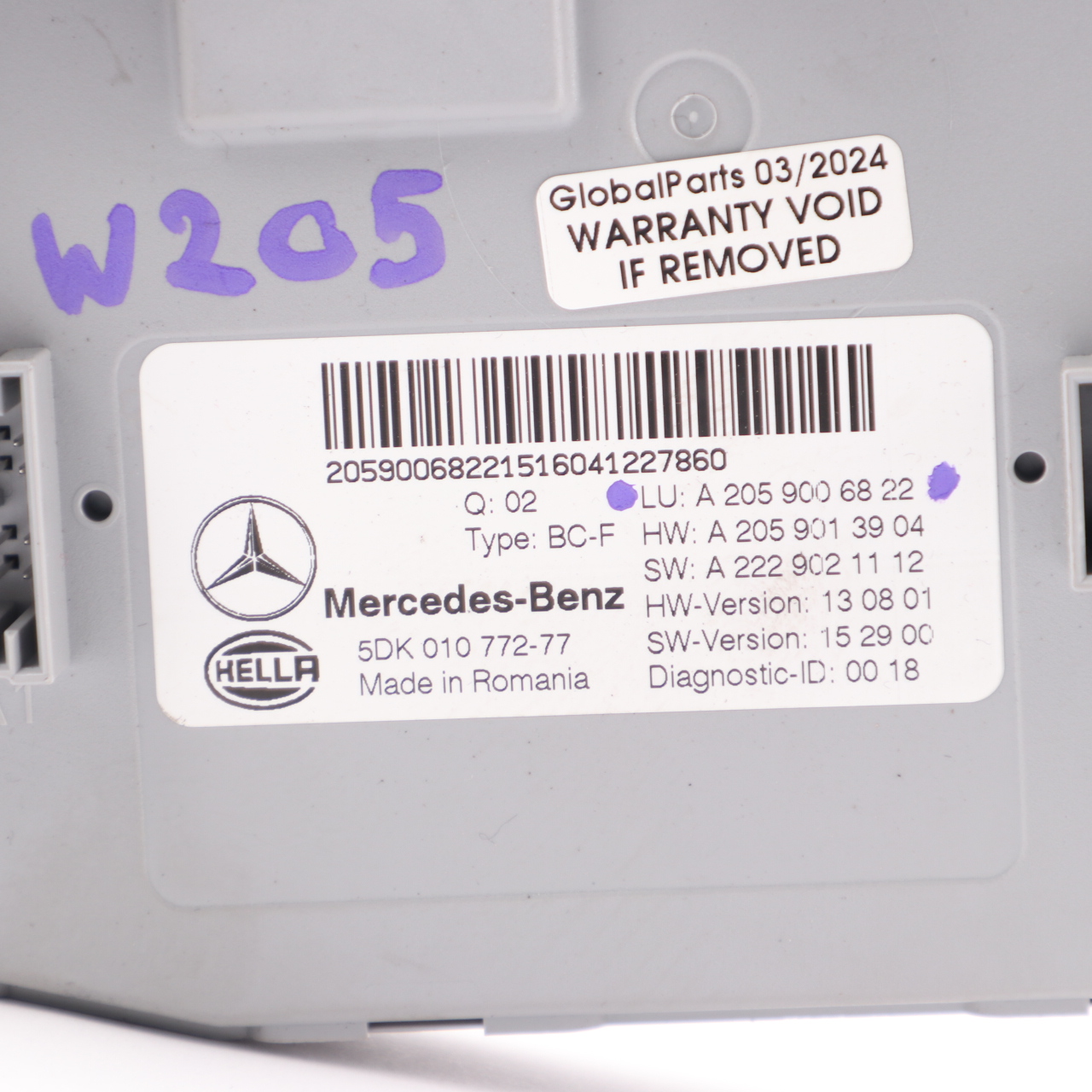 Modul Mercedes W205 Relais Karosserie steuerung smodul SAM BCM A2059006822