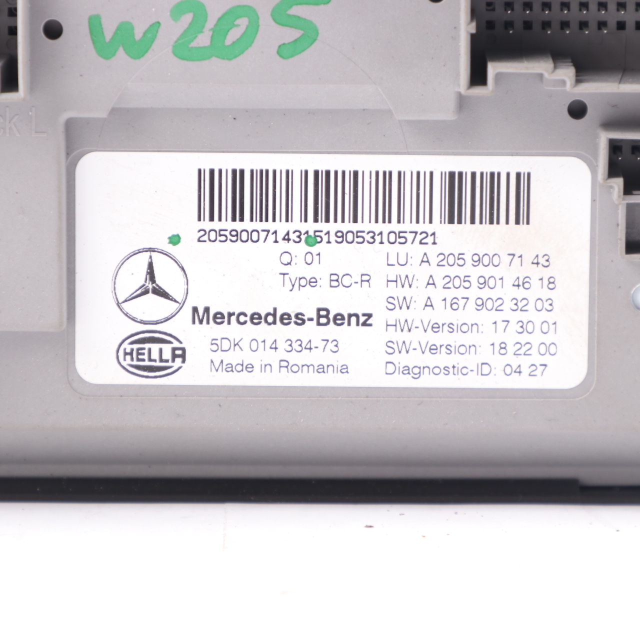 SAM Modul Mercedes W205 Kofferraum Hinten SAM Steuermodul A2059007143