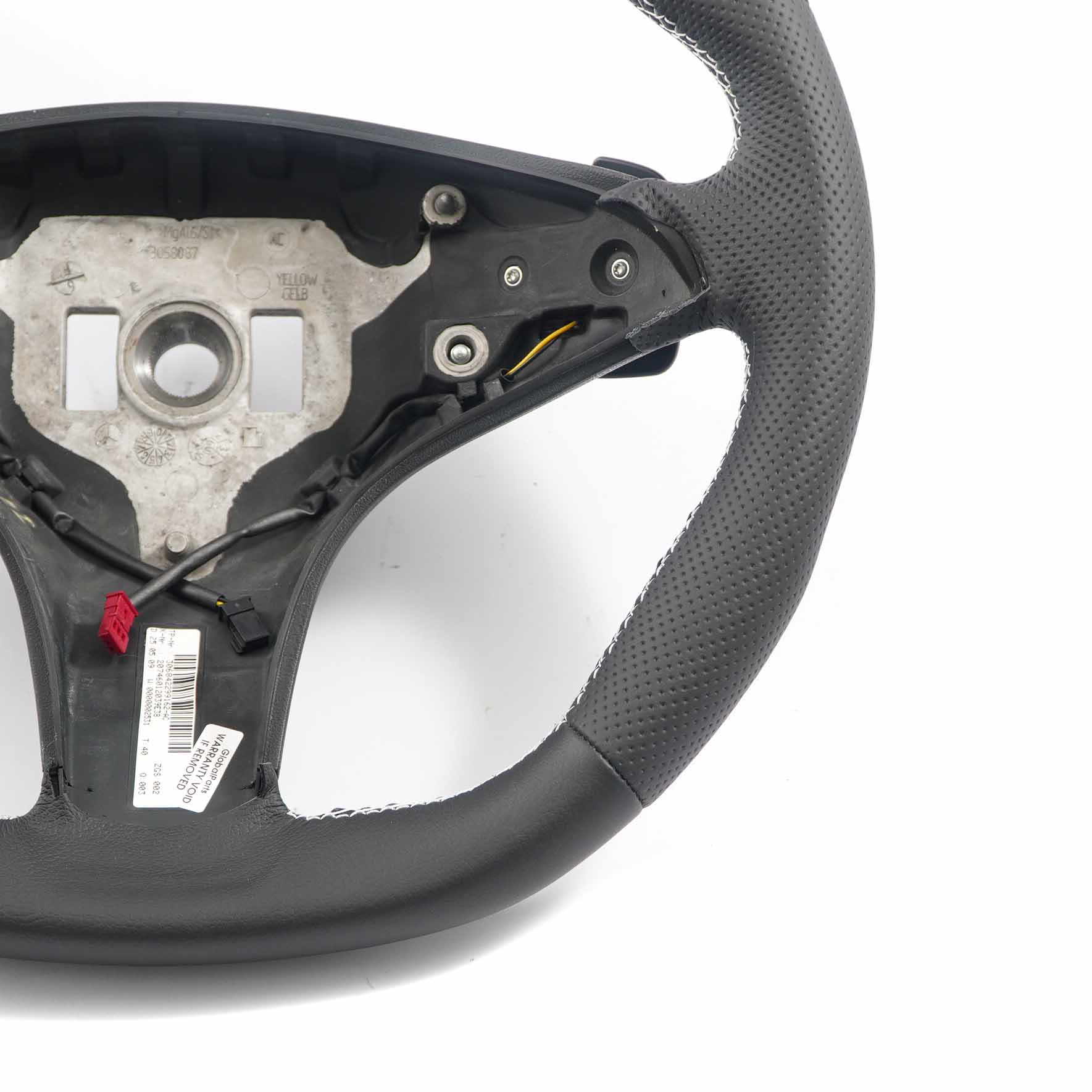 Steering Wheel Mercedes W212 NEW Black Leather with White Threads Paddle Shift