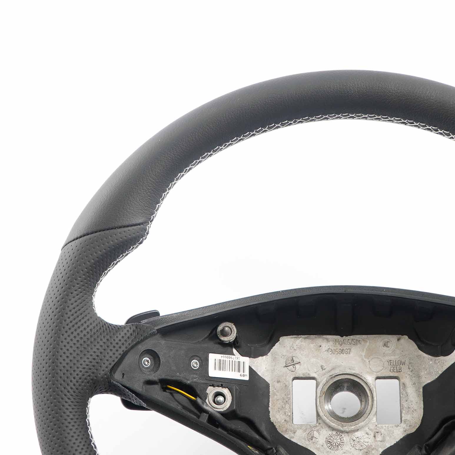 Steering Wheel Mercedes W212 NEW Black Leather with White Threads Paddle Shift