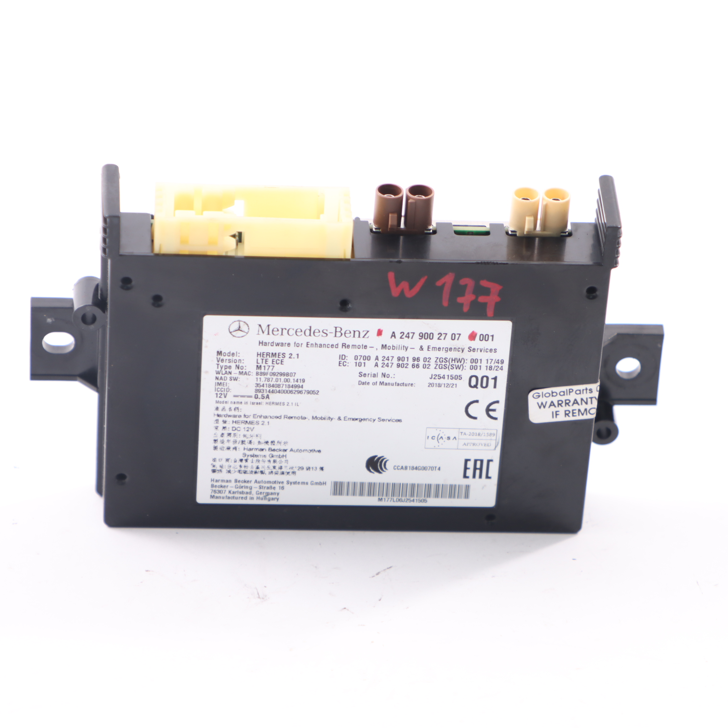 Kommunikations Modul Mercedes W177 W247 Hermes LTE Steuergerät A2479002707