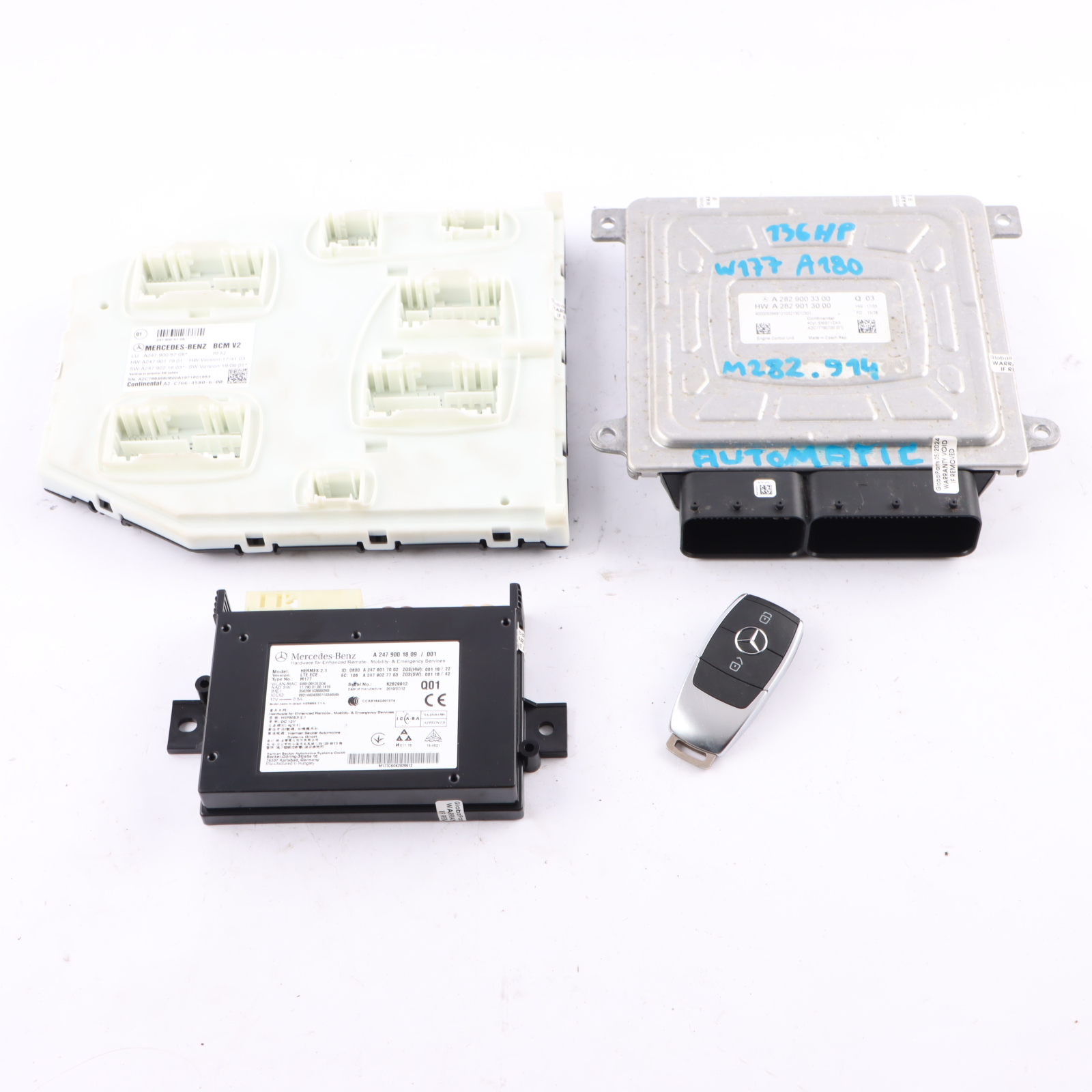 Mercedes W177 282.914 136HP Benzin ECU Kit A2829003300 Schlüssel BCM Automatik