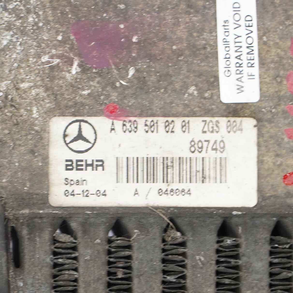 Mercedes Vito Viano W639 Intercooler Ladeluftkühler Luft Kühler A6395010801