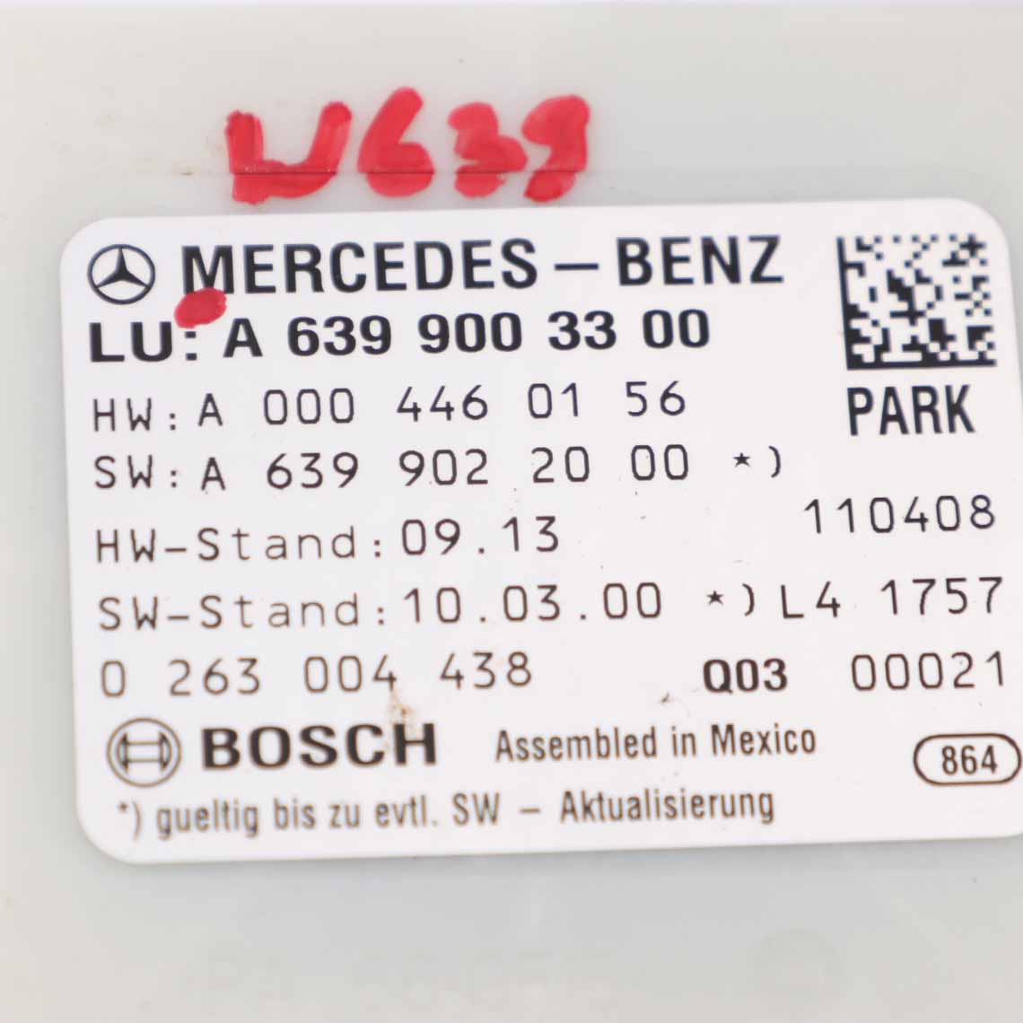 Mercedes Vito W639 Parkmodul PDC-Abstandsregelung  Sensor A6399003300