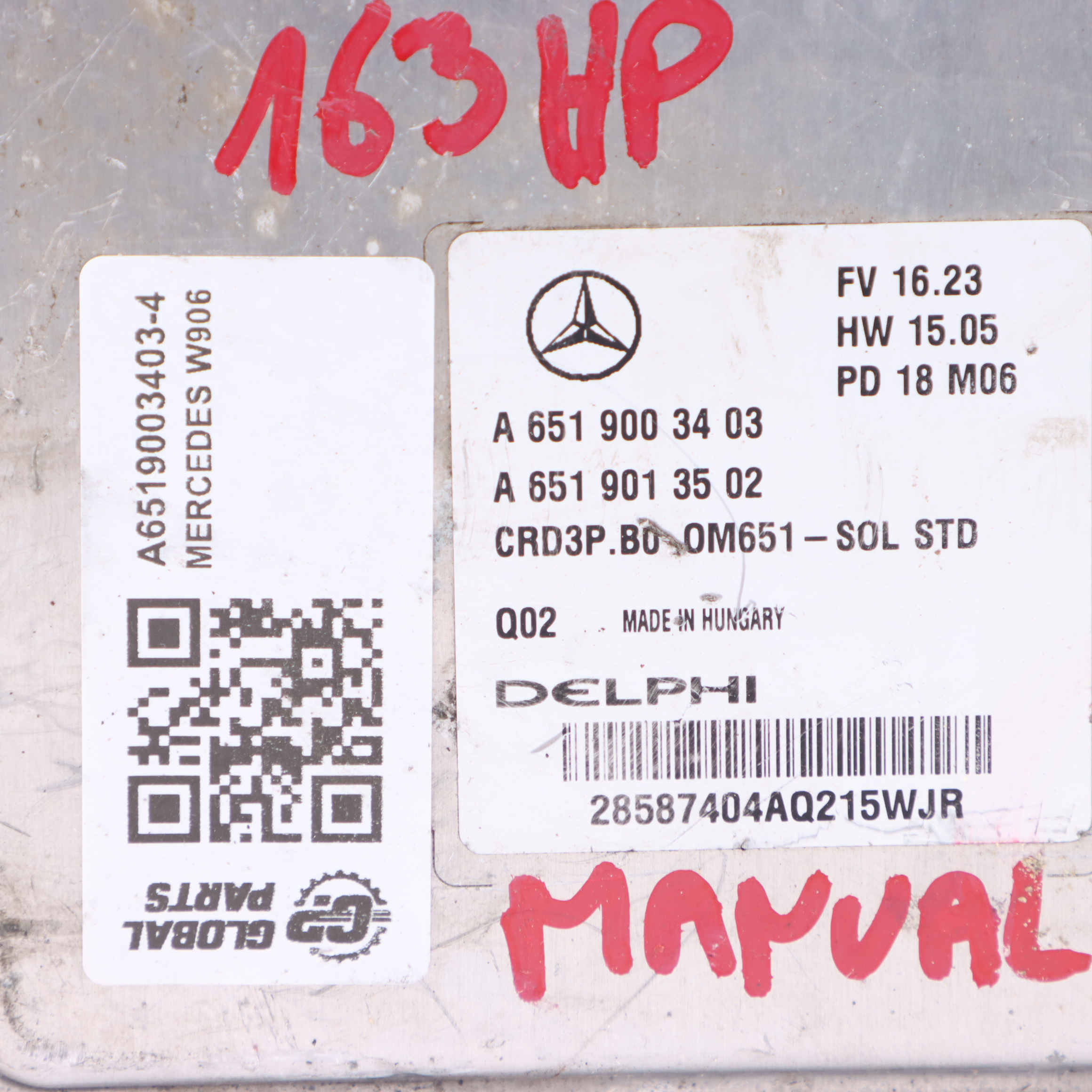 Mercedes Sprinter W906 OM651.955 163HP Motoreinheit Modul ECU A6519003403 Manual