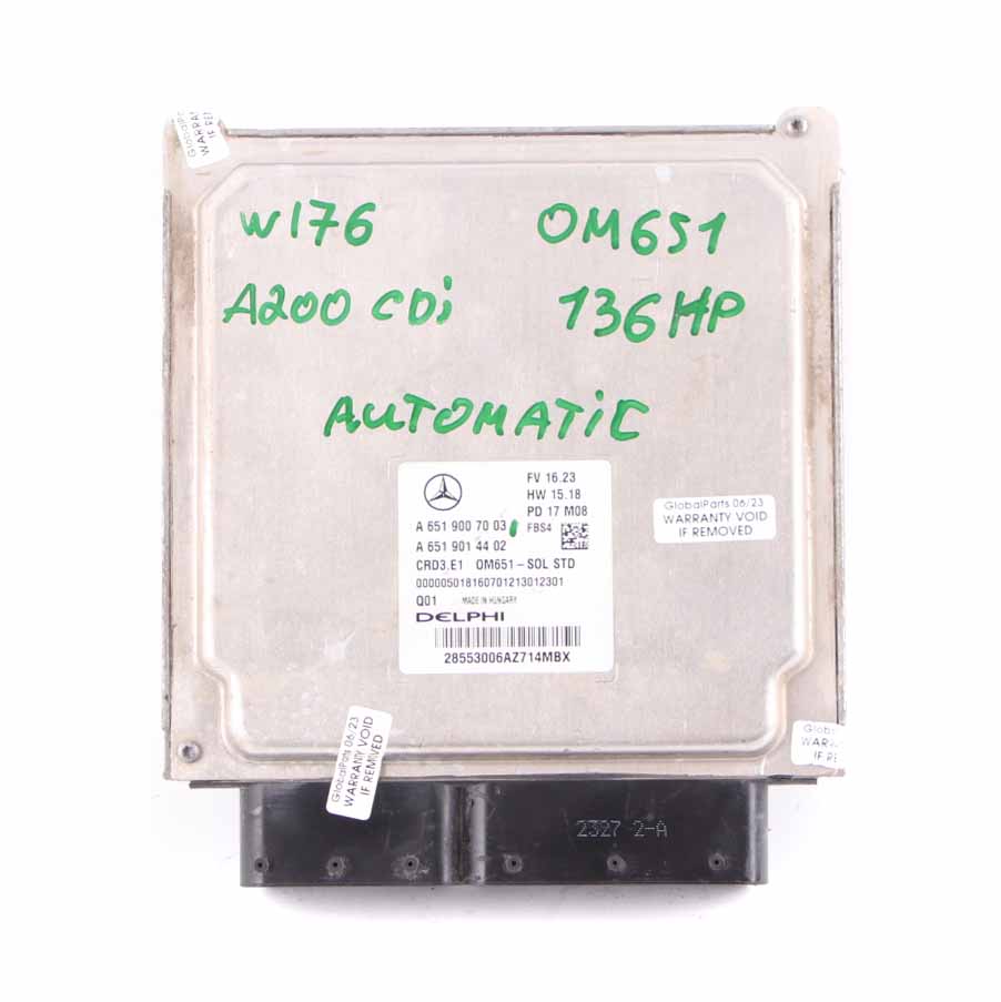 Mercedes W176 A200 CDI OM651 136PS Motor Modul ECU Einheit A6519007003 Automatik