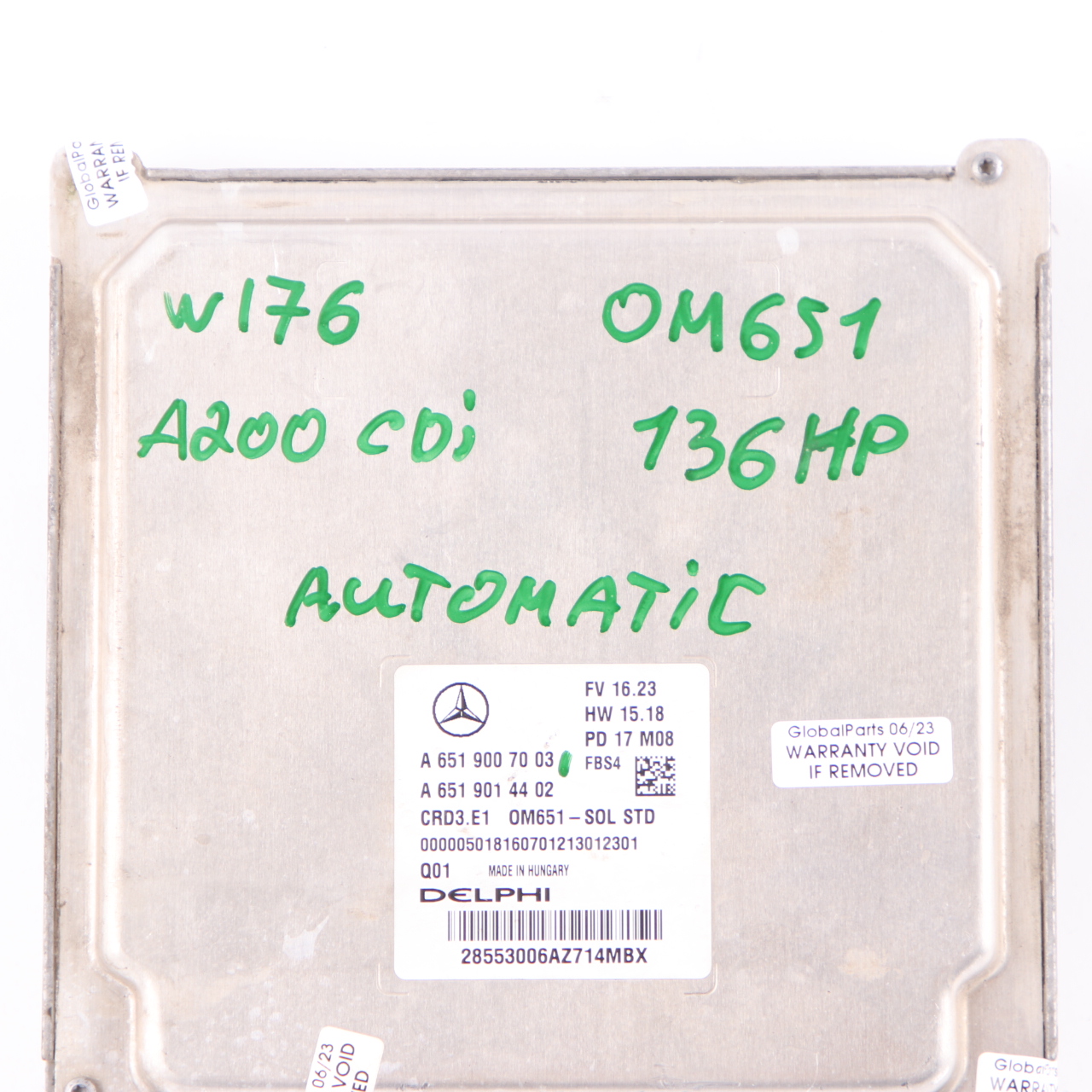 Mercedes W176 A200 CDI OM651 136PS Motor Modul ECU Einheit A6519007003 Automatik