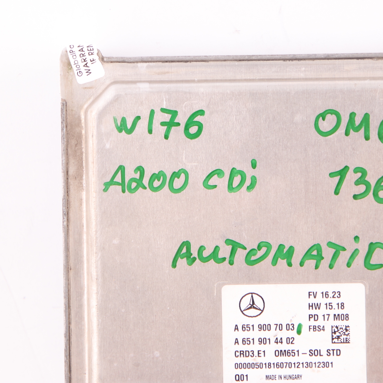 Mercedes W176 A200 CDI OM651 136PS Motor Modul ECU Einheit A6519007003 Automatik