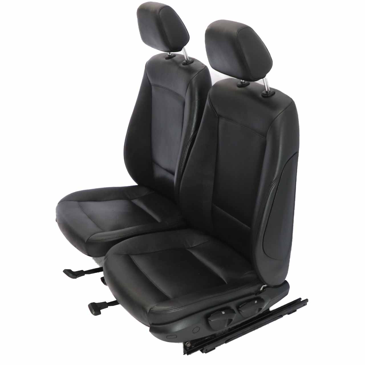 BMW E87 Schwarz Leder Interieur Vorne Links Rechts Sitz Sitze