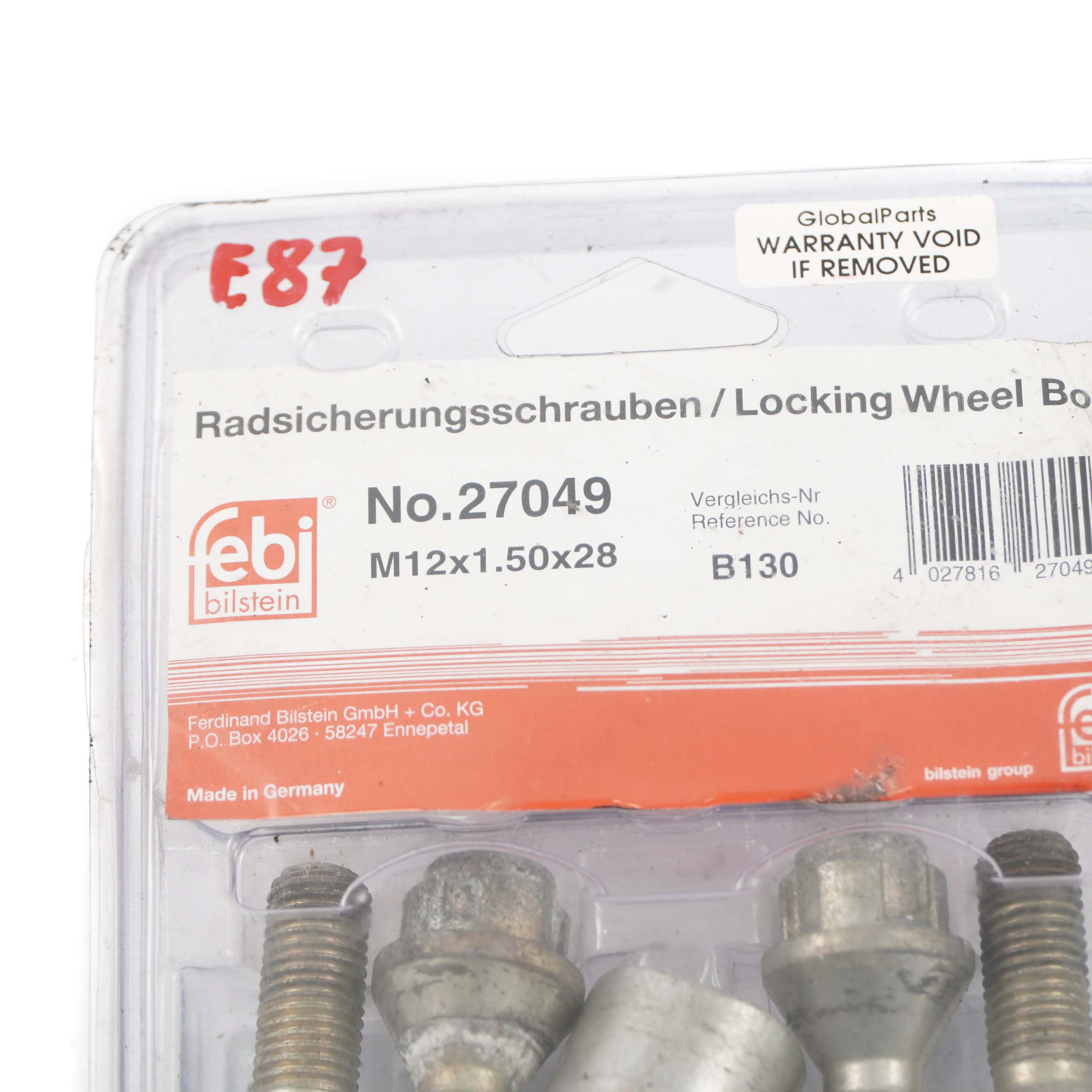 BMW 1 E87 Febi 27049 Locking Wheel Bolt Locks Security Nut Set M12x1.5x28