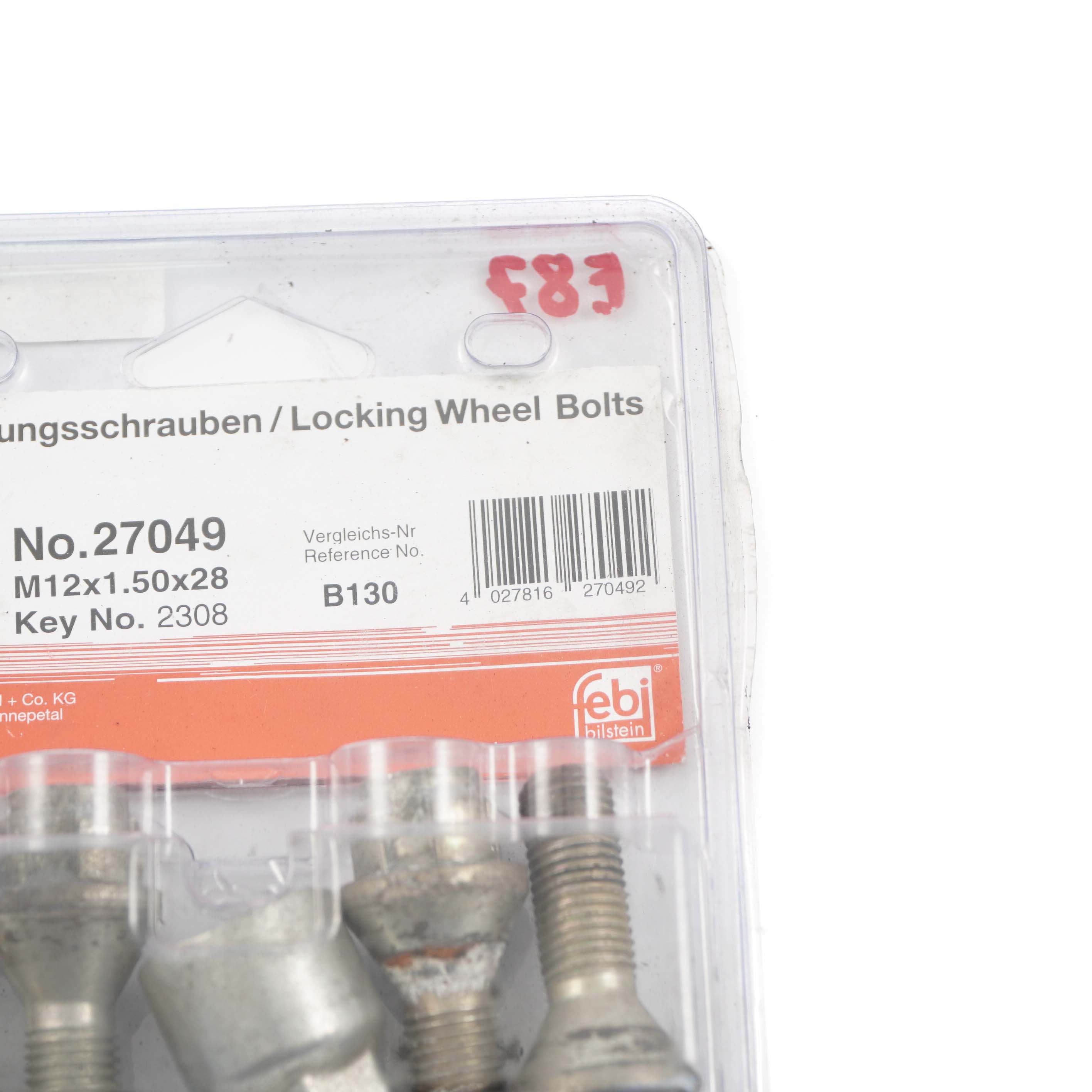 BMW 1 E87 Febi 27049 Locking Wheel Bolt Locks Security Nut Set M12x1.5x28